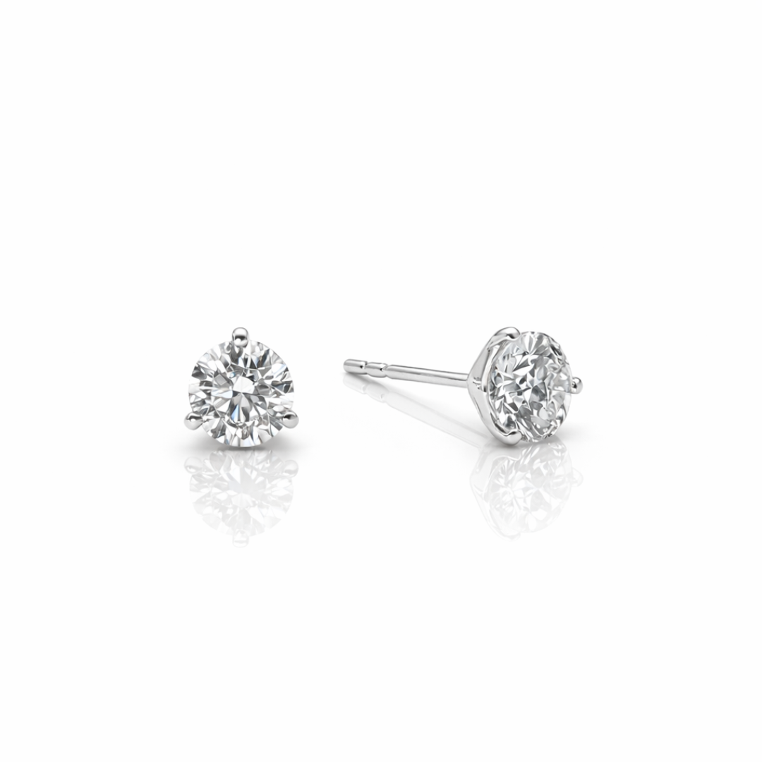Laboratory Diamond Round Cut 14k Martini Setting Earrings 1.5 Carat