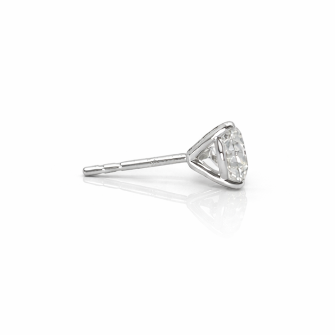 Laboratory Diamond Round Cut 14k Martini Setting Earrings 1.5 Carat