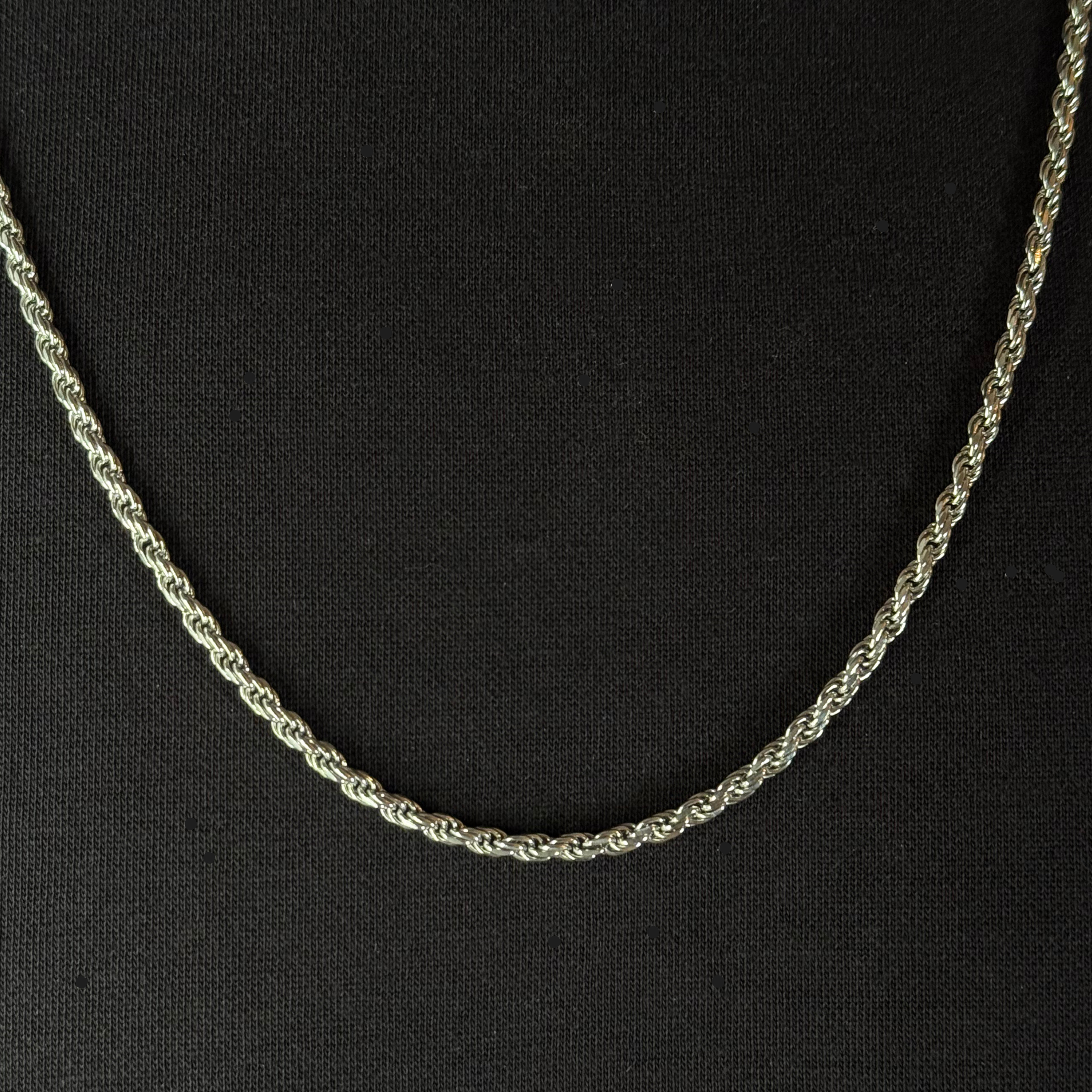 3mm Silver Rope Chain Rhodium Plated