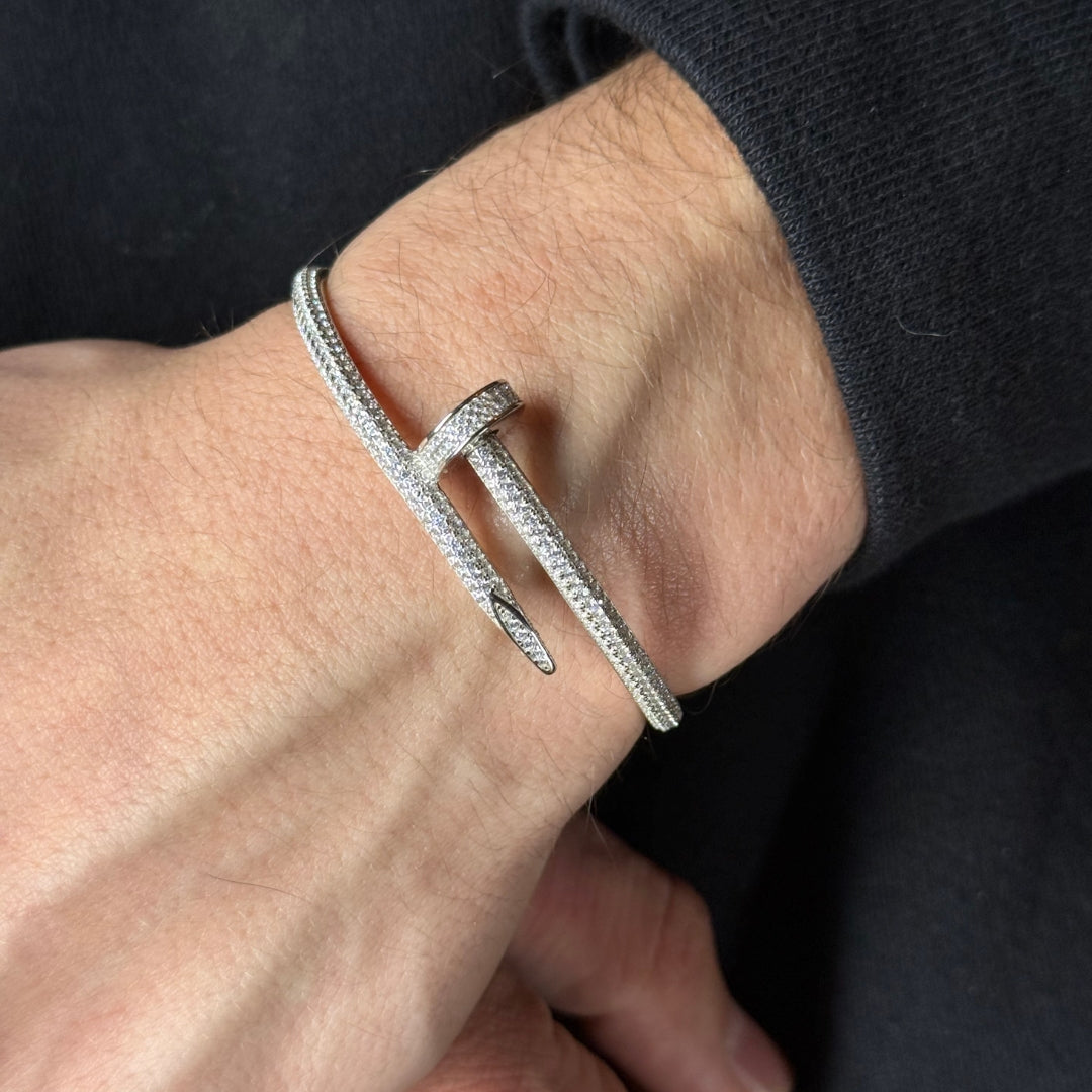 Silver Zircon Nail Bracelet