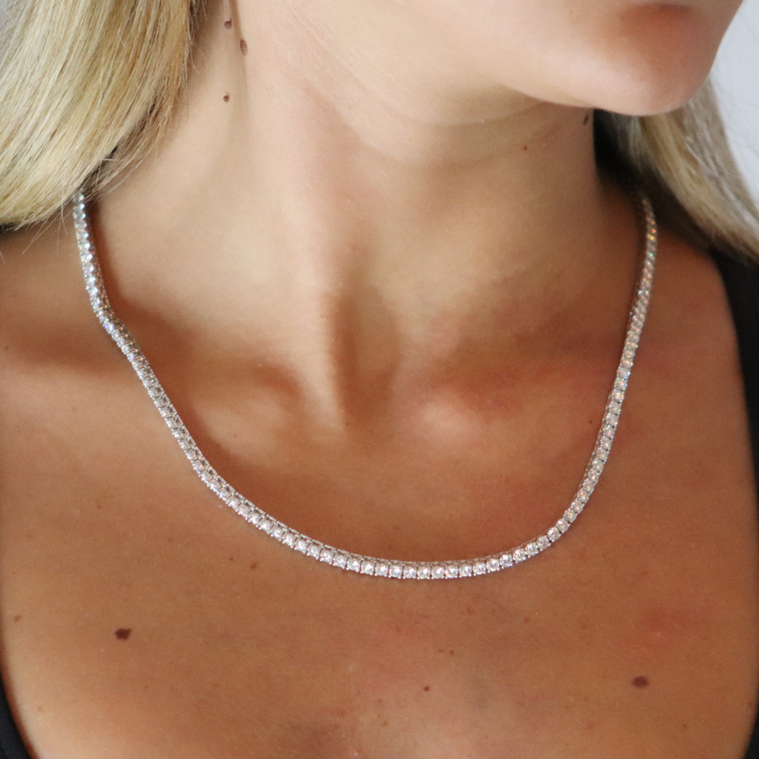 3mm Moissanite Tennis Chain Rhodium Plated