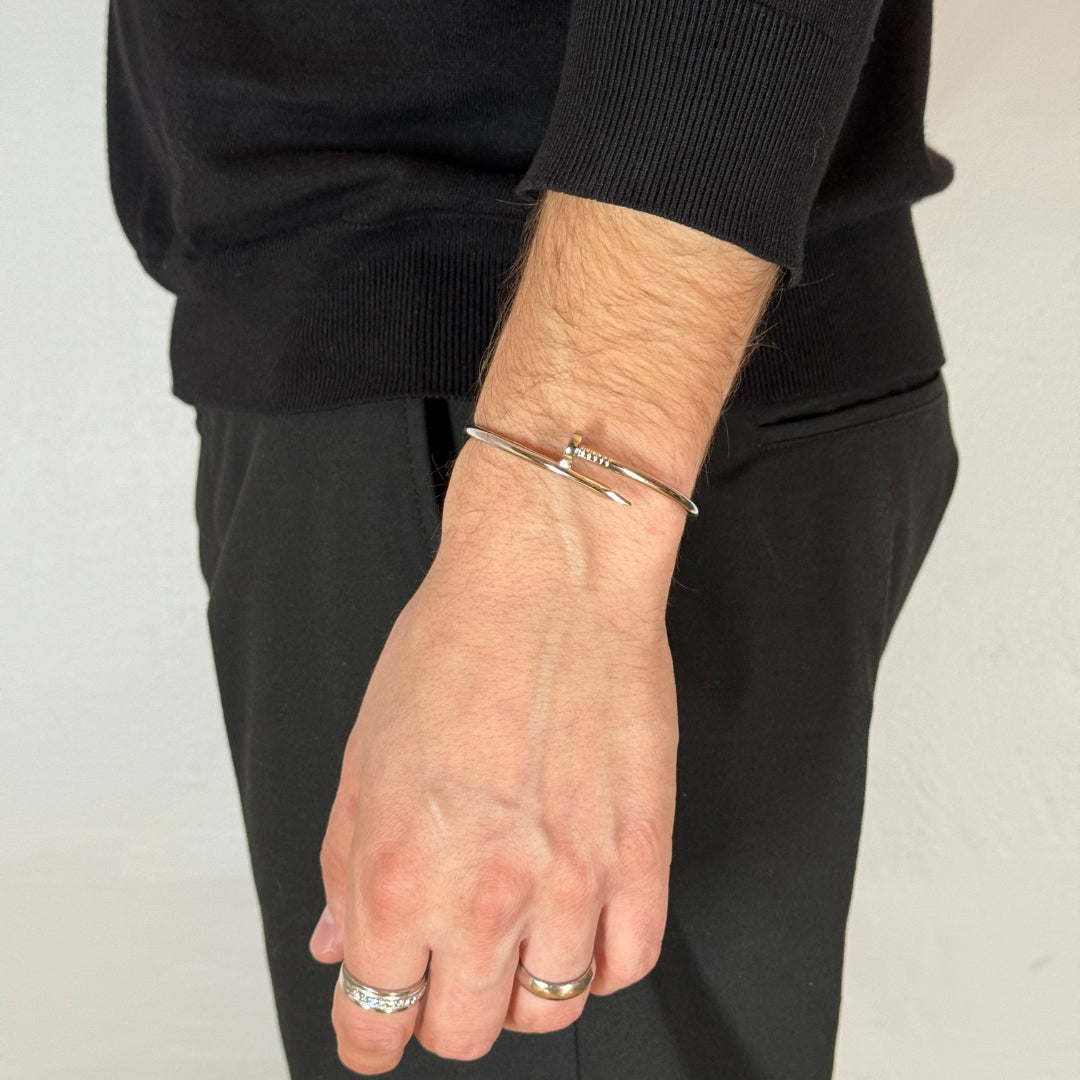 Silver Nail Bracelet Rhodium Plated