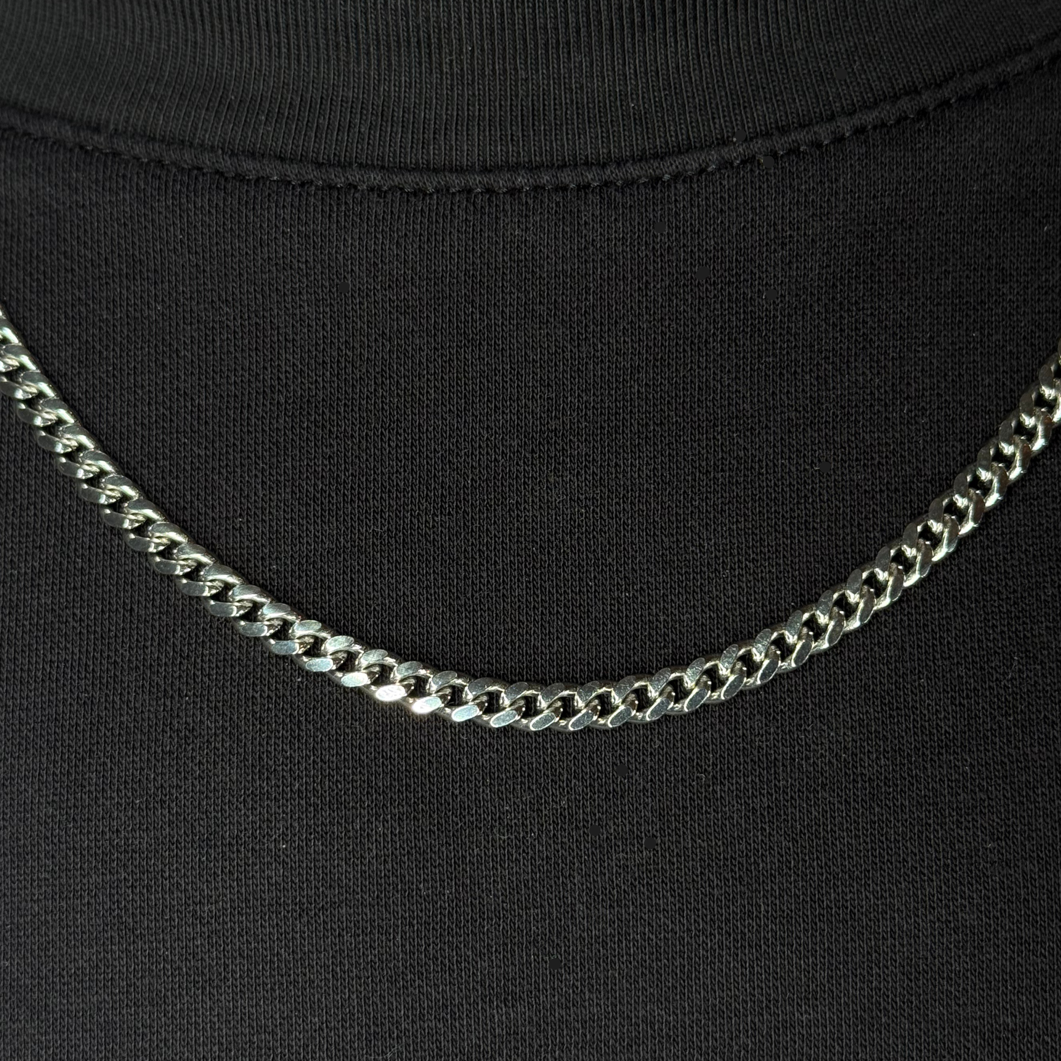 4mm Silver Cuban Link Chain Rhodium Plated