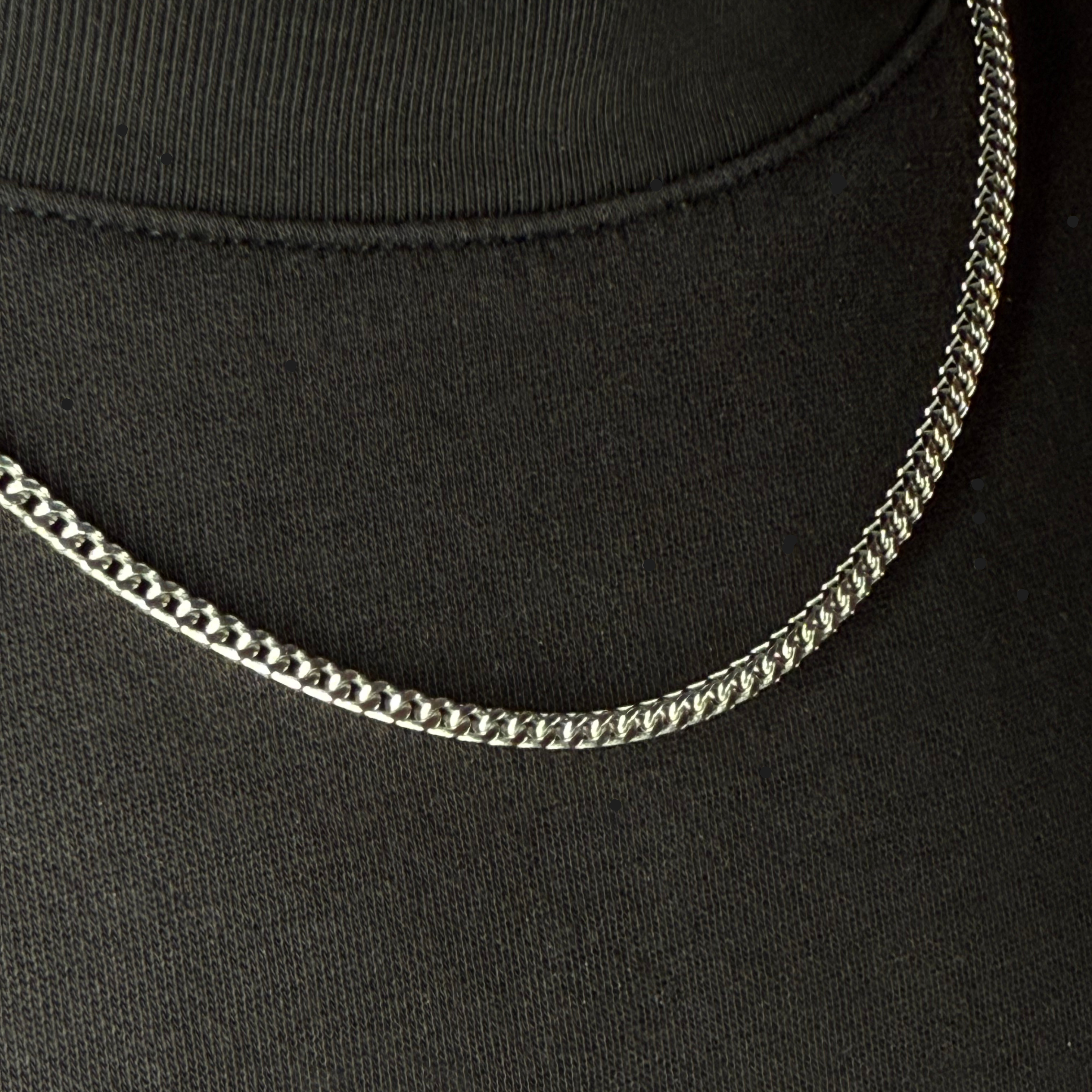 3mm Silver Franco Chain Rhodium Plated