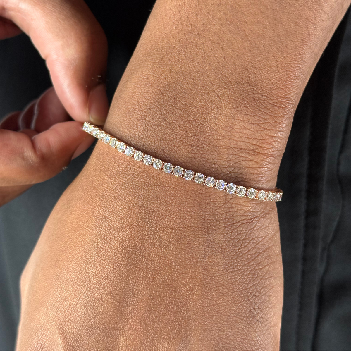 3mm Silver Moissanite Tennis Bracelet 18K Rose Gold Vermeil