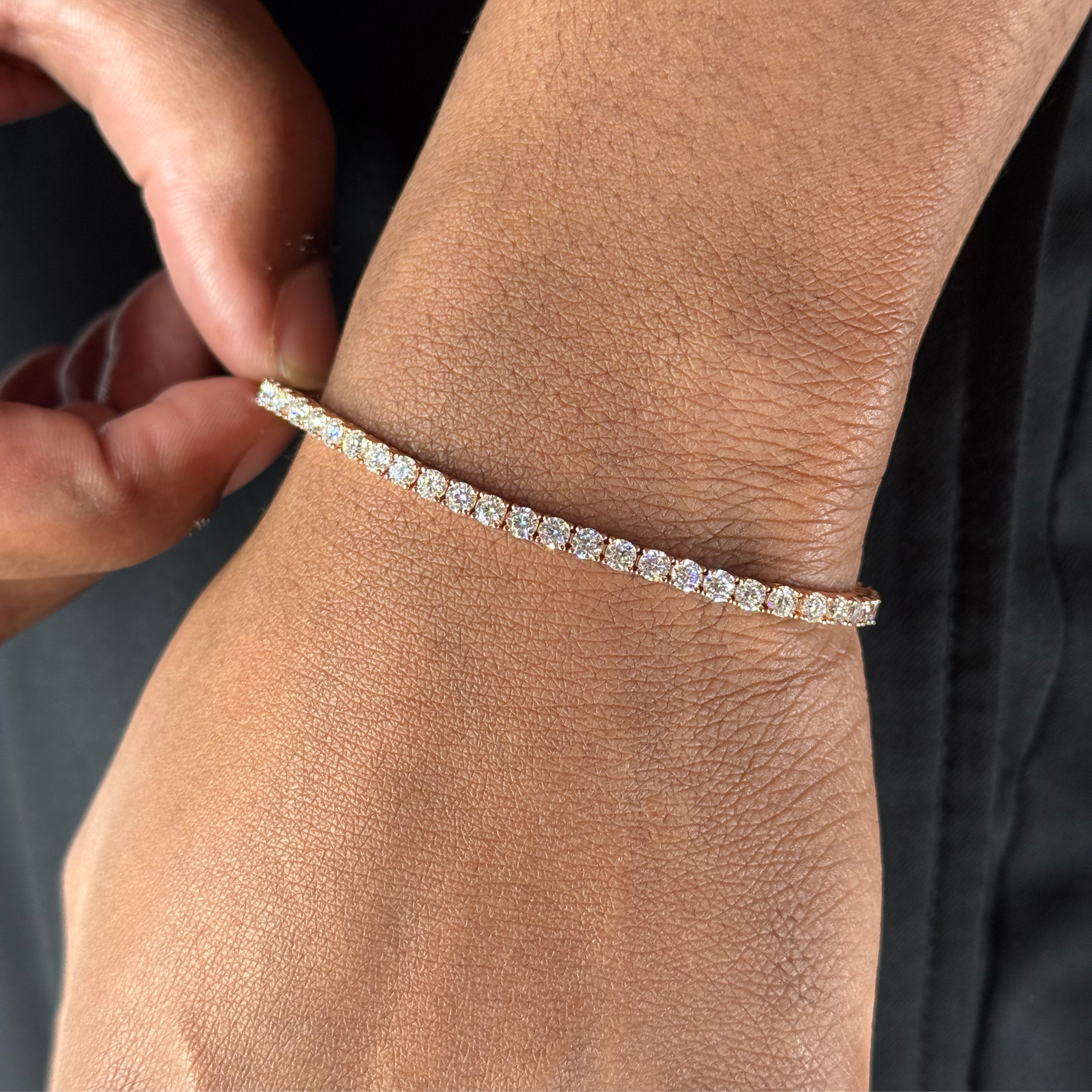 3mm Silver Moissanite Tennis Bracelet 18K Rose Gold Vermeil