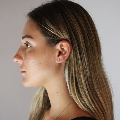 Round Cut Moissanite Earrings Yellow Gold Plated