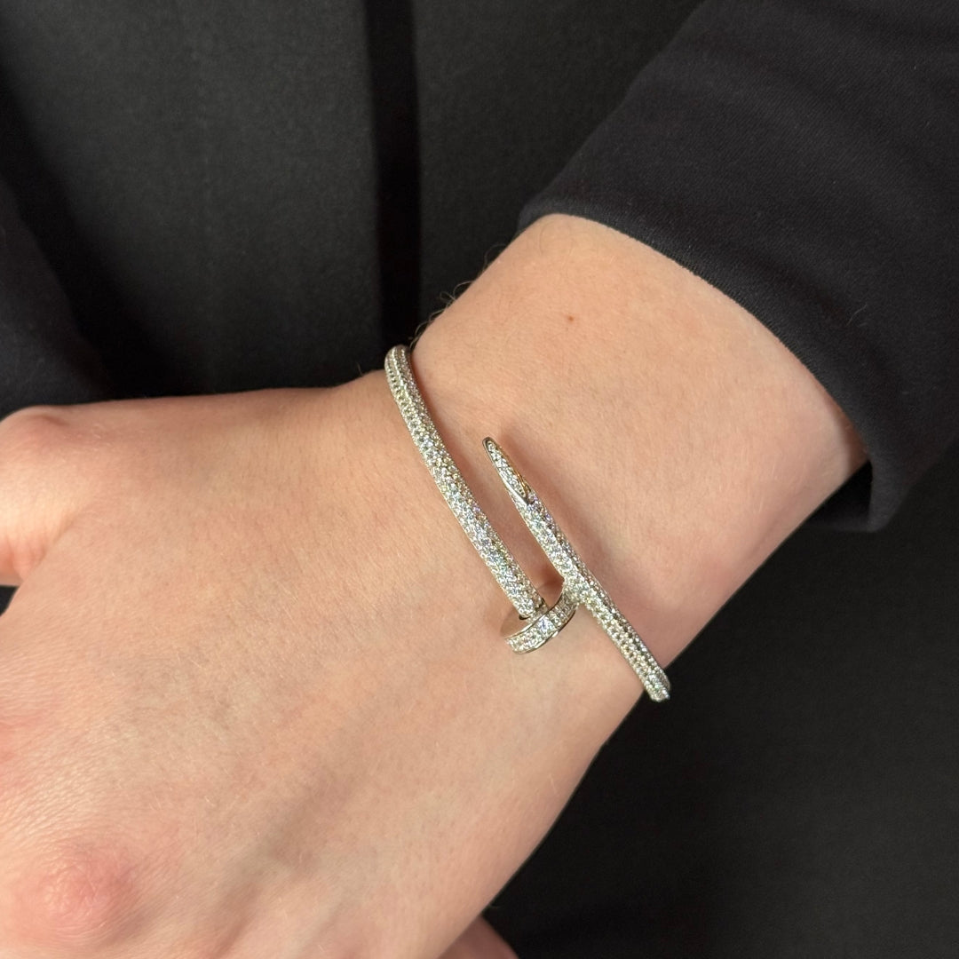 Silver Zircon Nail Bracelet