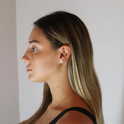 Clover Moissanite Earrings Yellow Gold Plated