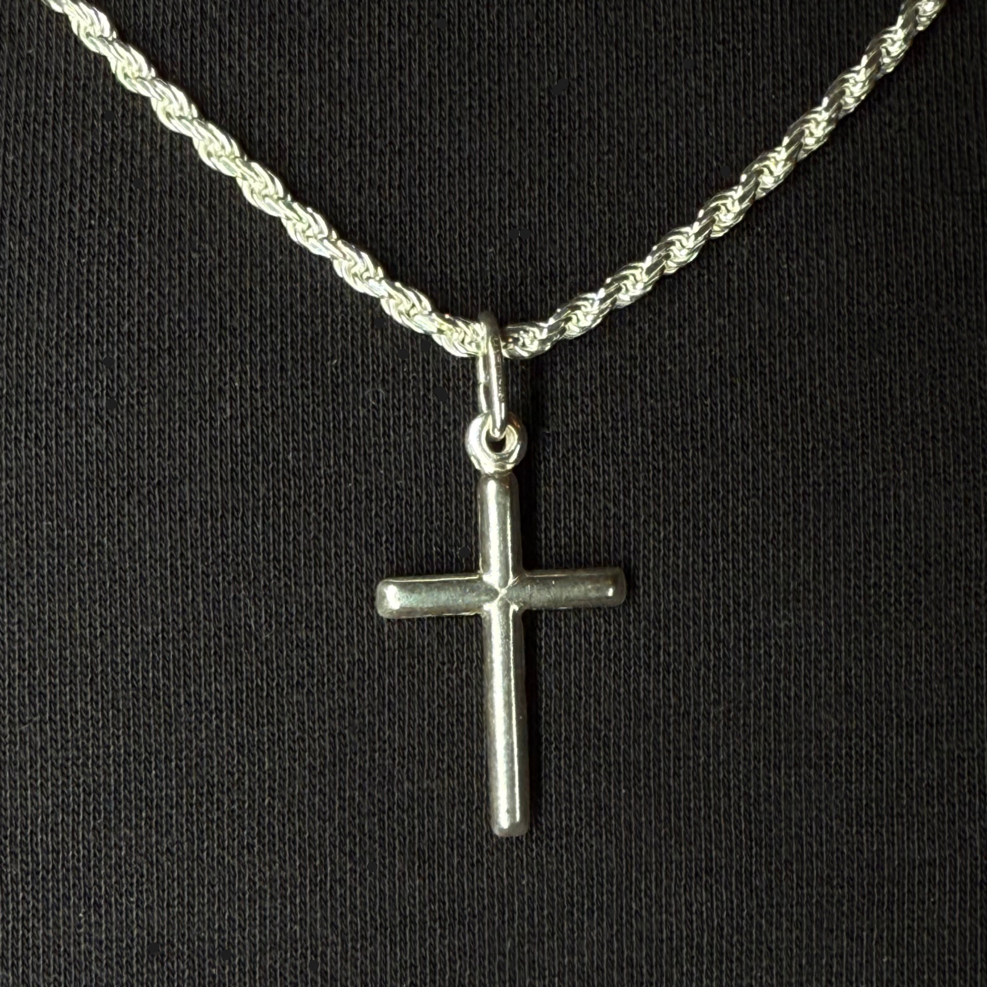 Silver Plain Cross Pendant Rhodium Plated