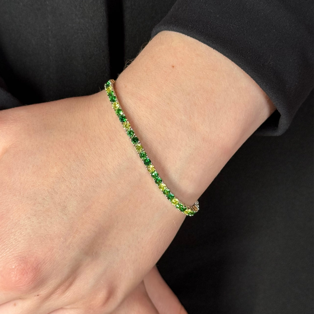 3mm Zircon Tennis Bracelet Green Radiant