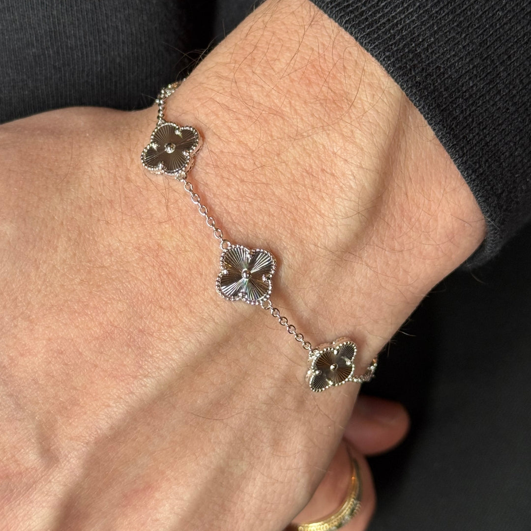 Bracelet Clover en argent plaqué rhodium 