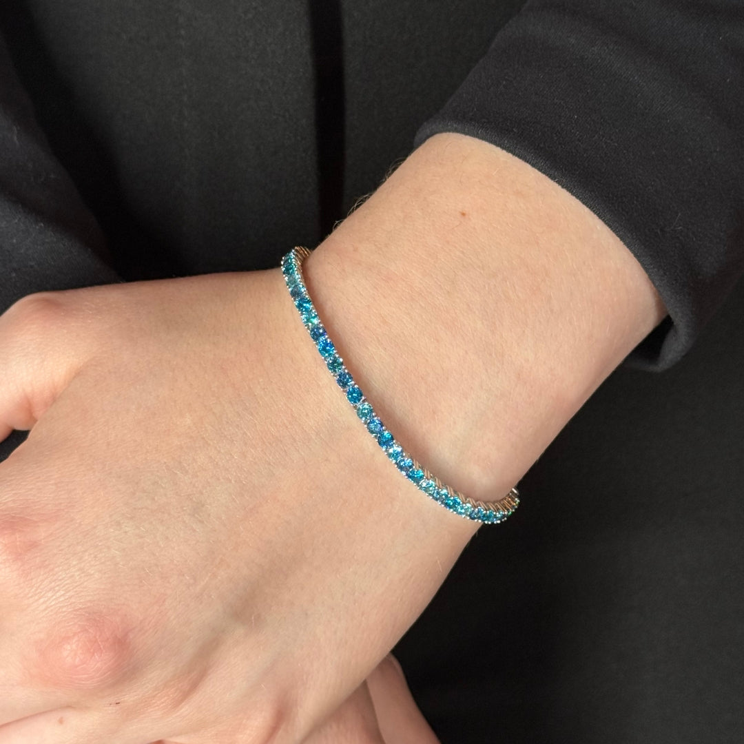 3mm Zircon Tennis Bracelet Blue Radiant