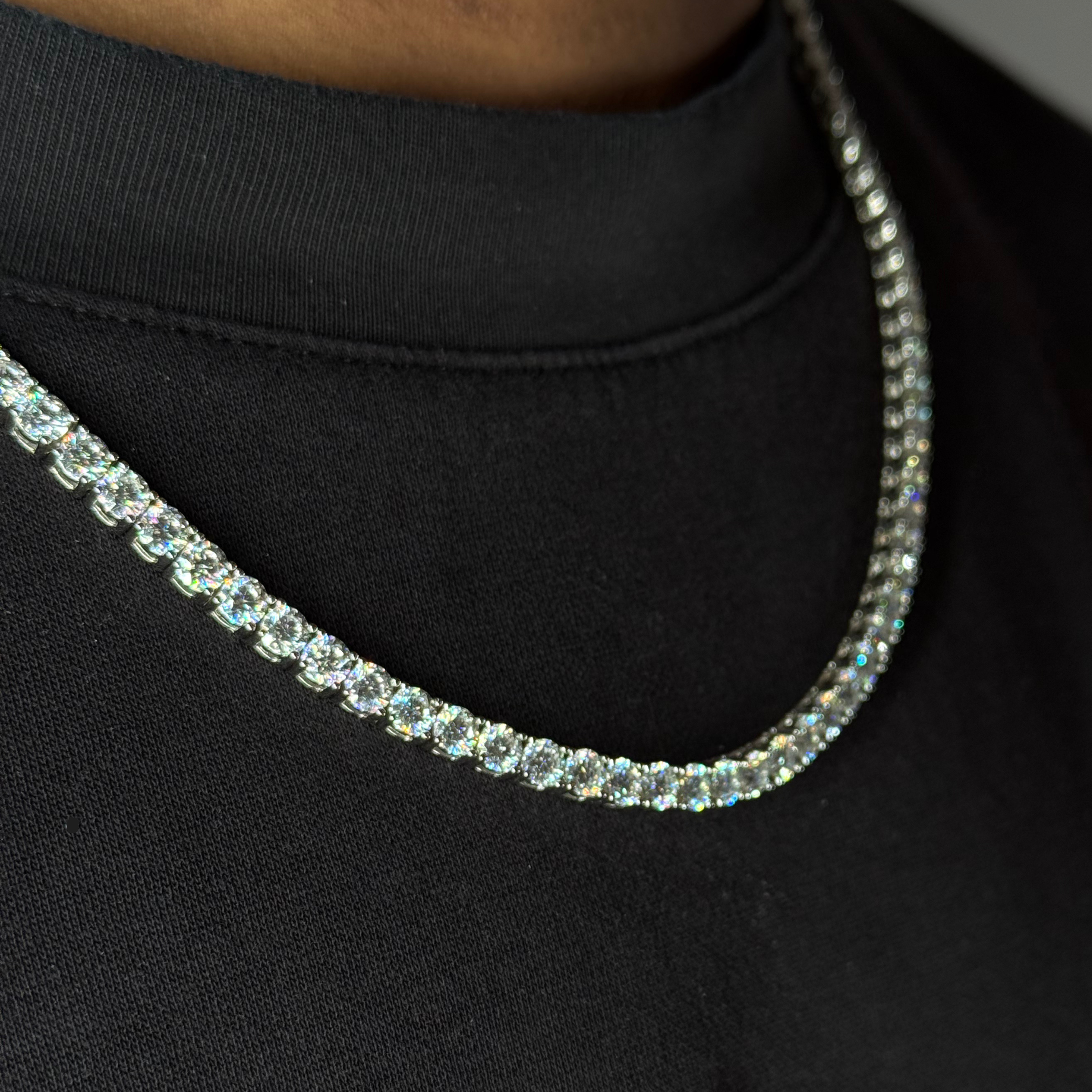 4mm Silver Moissanite Tennis Chain