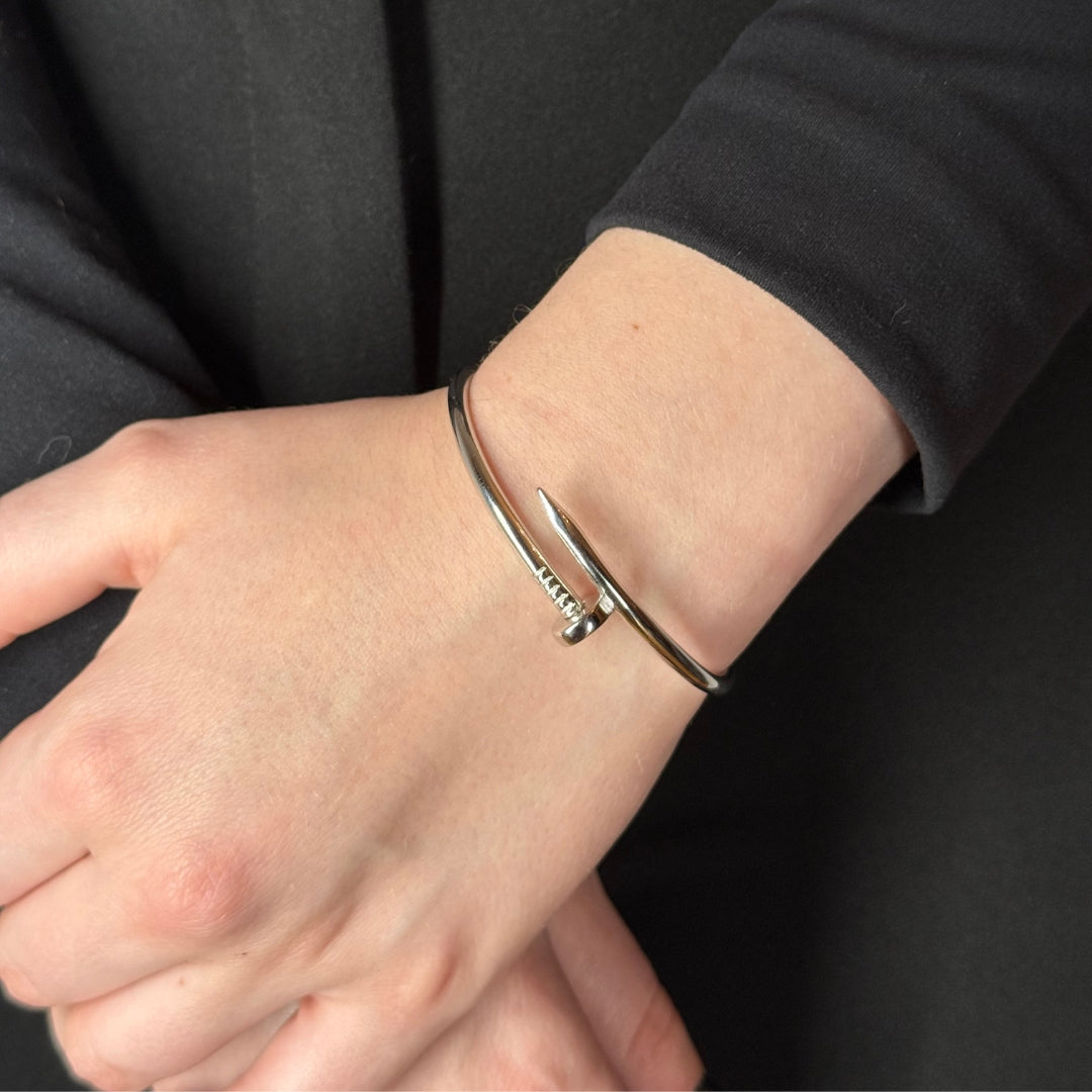 Silver Nail Bracelet Rhodium Plated