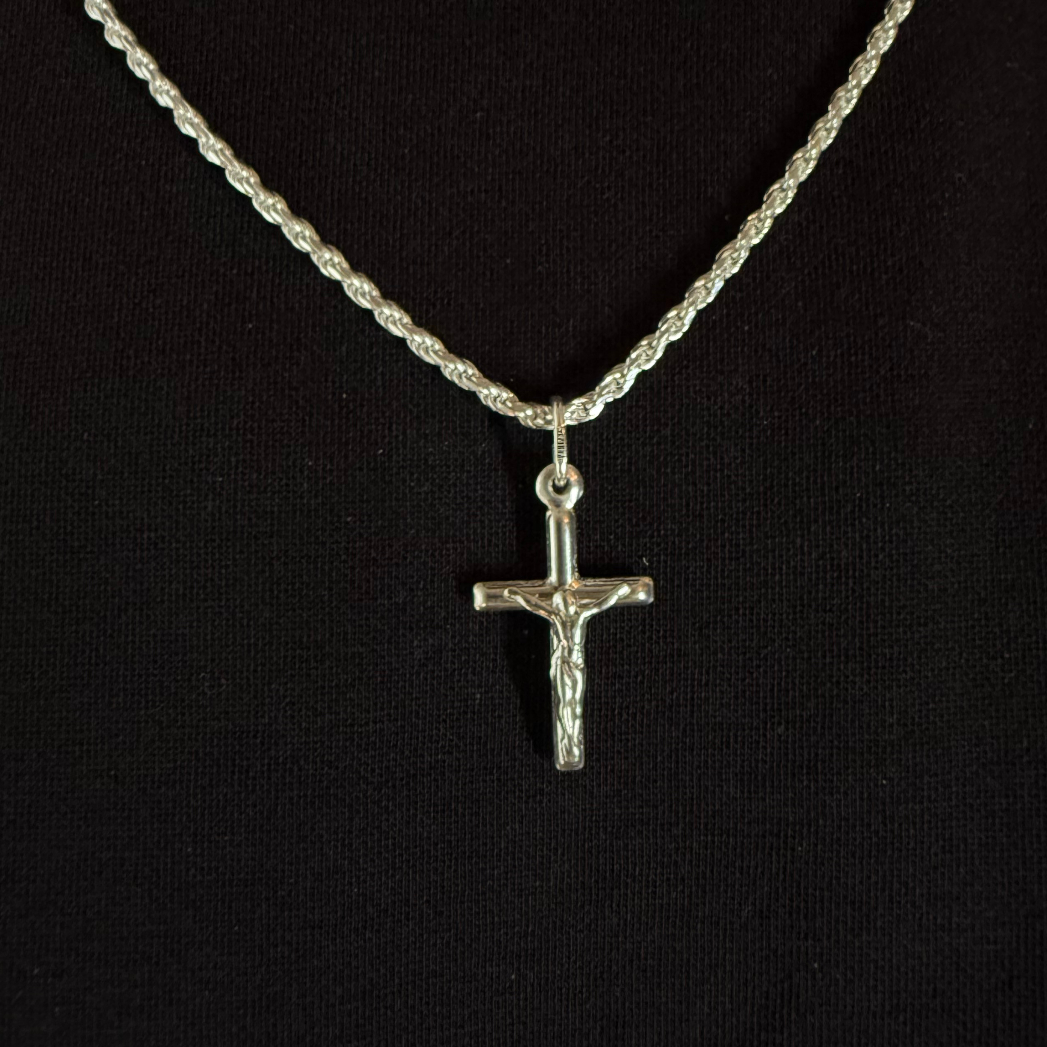 Silver Plain Jesus Cross Pendant Rhodium Plated