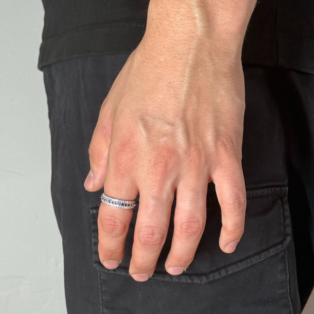 Eternity Blue Lab Sapphire Mens Ring