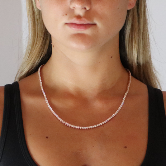 3mm Moissanite Tennis Chain Rose Gold Plated