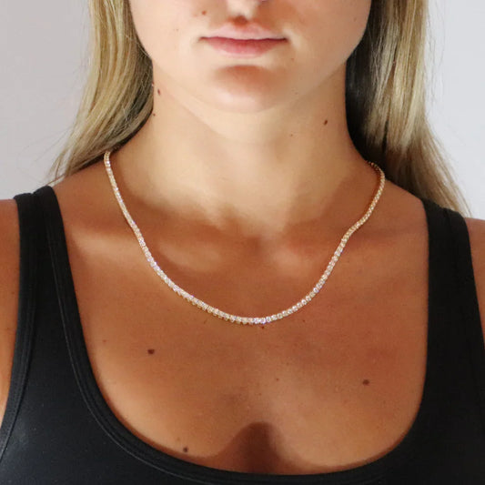 3mm Moissanite Tennis Chain Yellow Gold Plated
