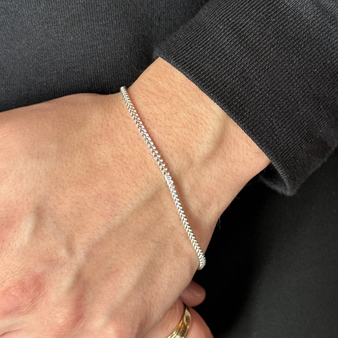 2mm Franco Bracelet Rhodium Plated
