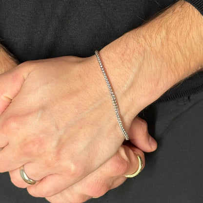 3mm Silver Franco Bracelet Rhodium Plated