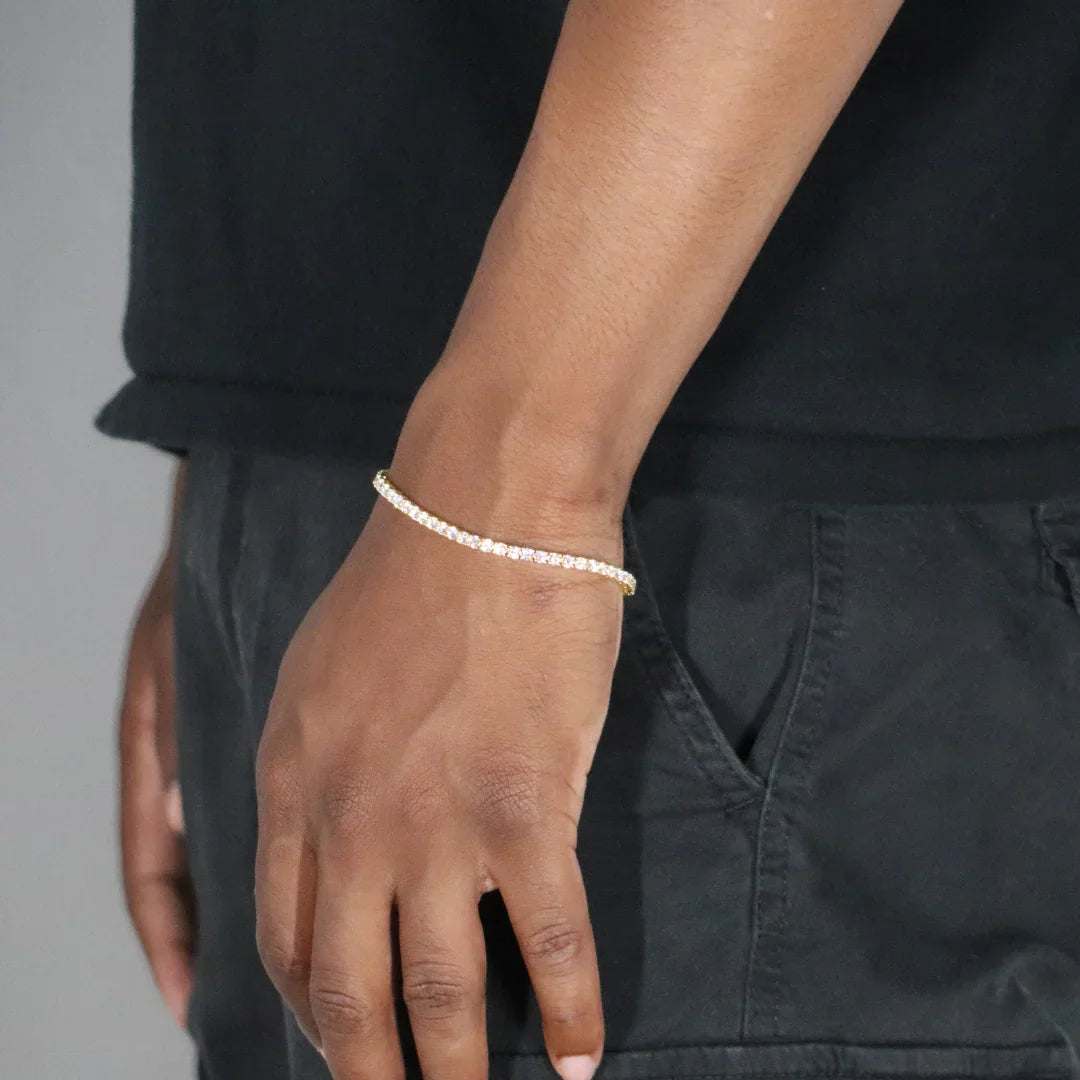 3mm Tennis Chain & Tennis Bracelet Yellow Gold Plated