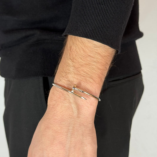 Silver Nail Bracelet Rhodium Plated
