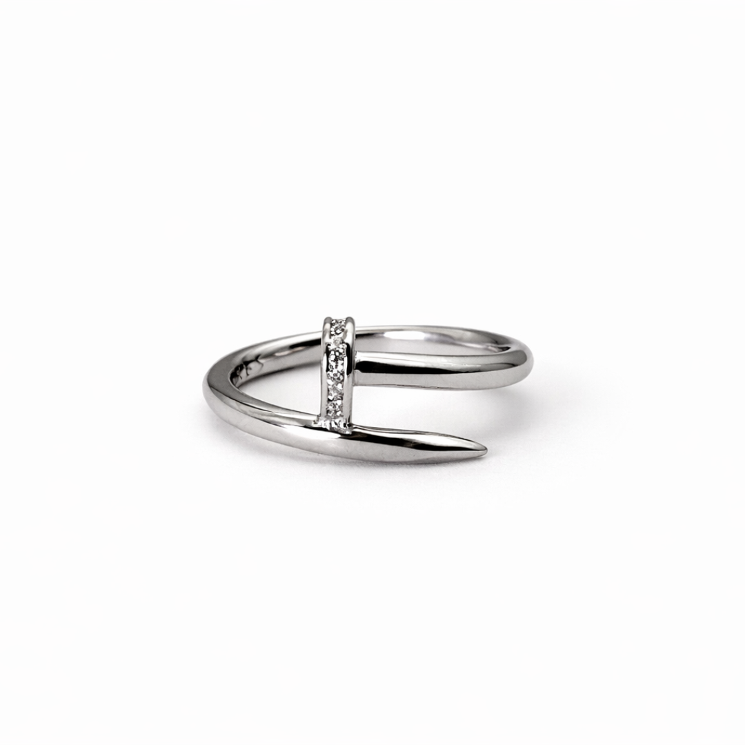 Silver Zircon Nail Ring