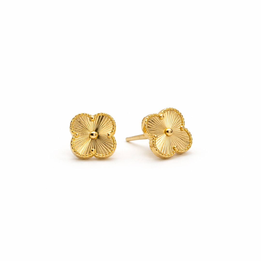 Silver Clover Earrings 18K Yellow Gold Vermeil