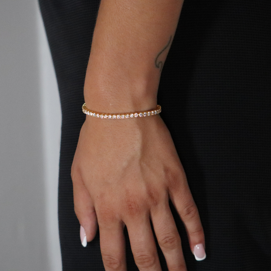 3mm Moissanite Tennis Bracelet Yellow Gold Plated