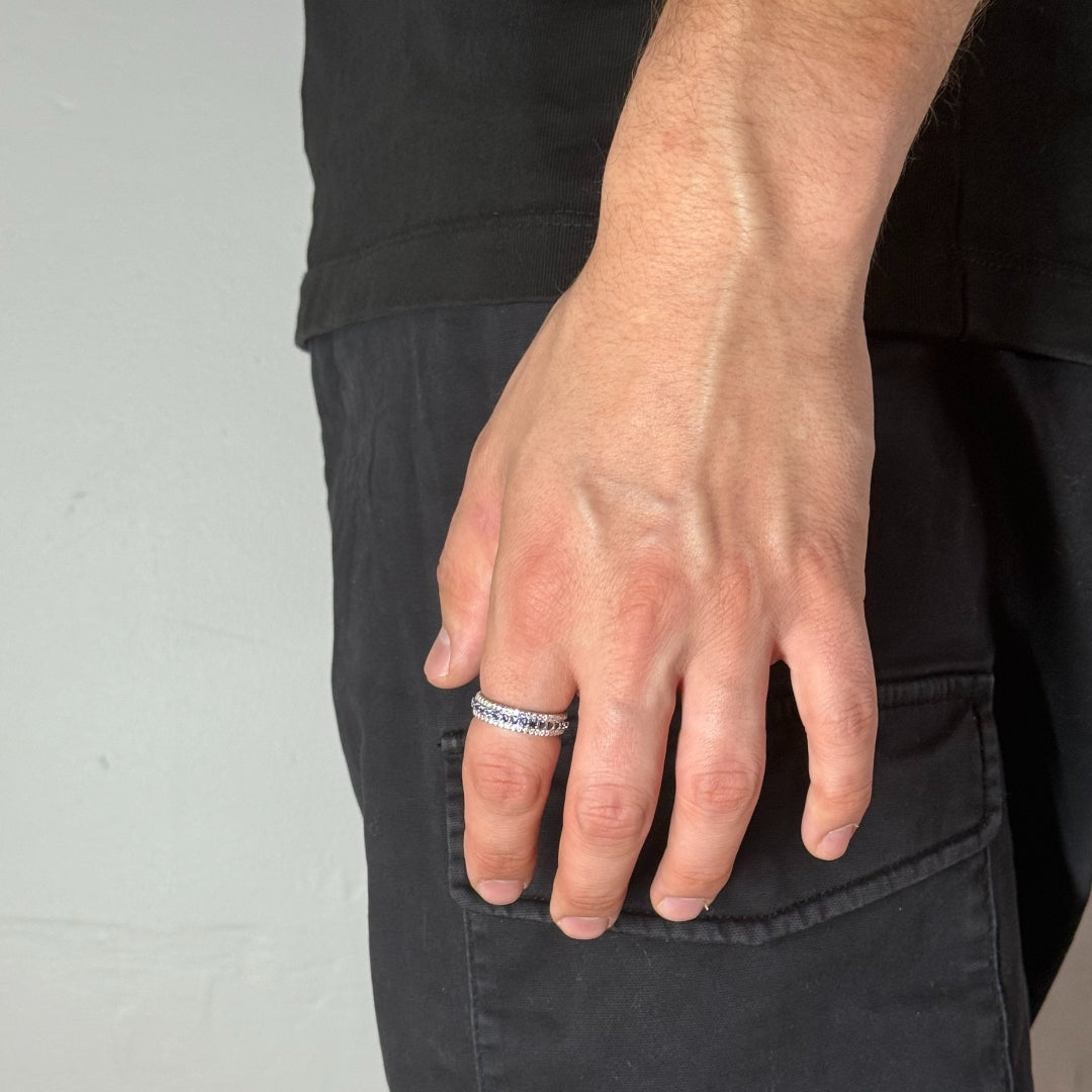 Eternity Blue Lab Sapphire Mens Ring