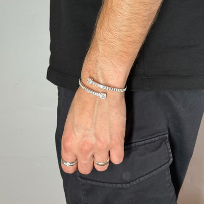 Moissanite Baguette Bangle Bracelet Rhodium Plated