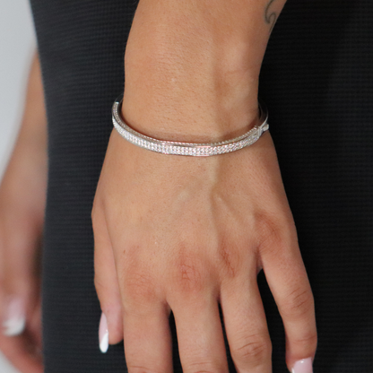 4.75mm Moissanite Double Row bangle Rhodium Plated