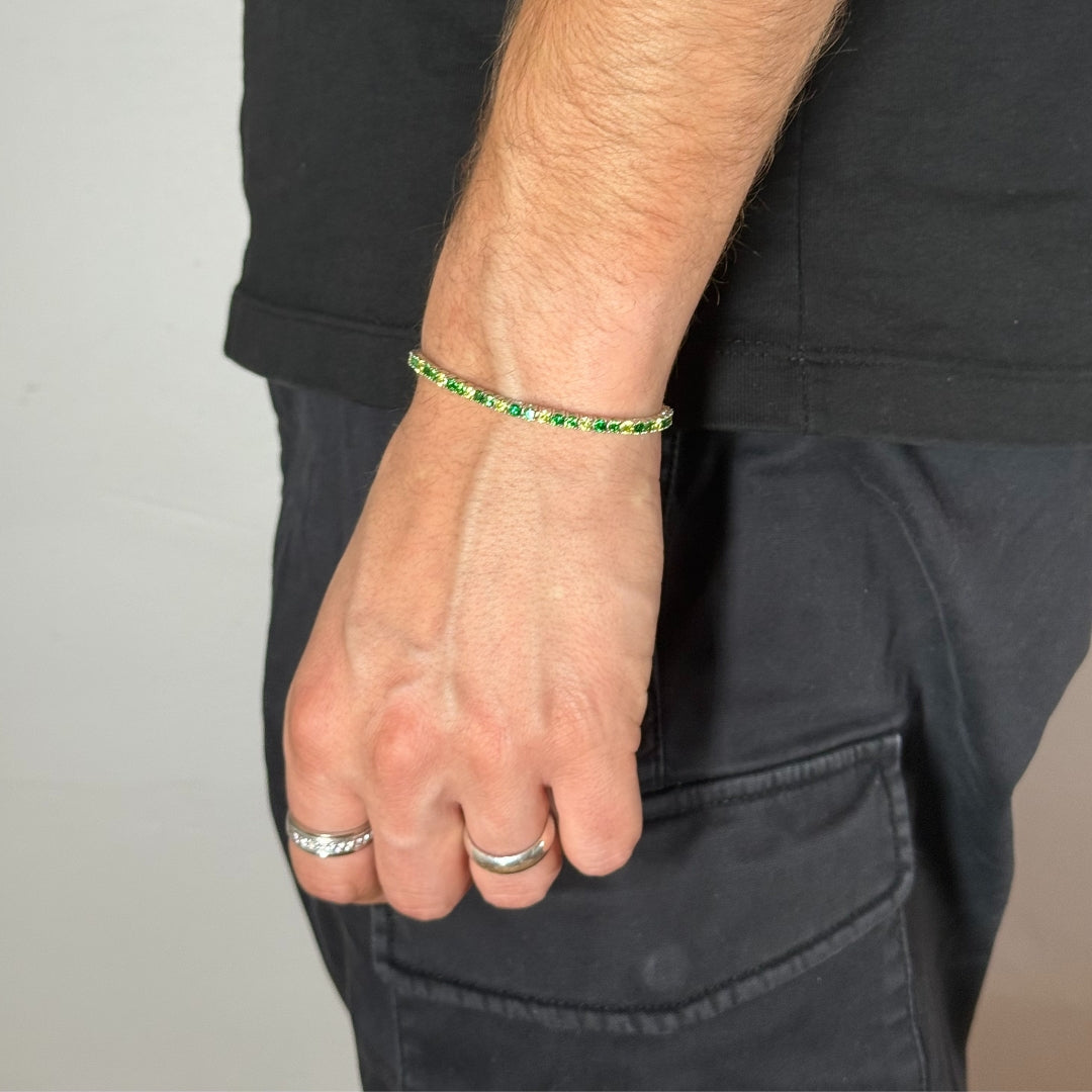 3mm Silver Zircon Tennis Bracelet Green Radiant