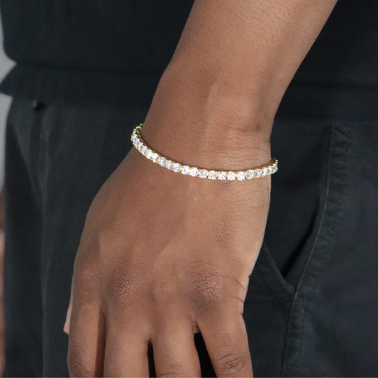 4mm Moissanite Tennis Bracelet Yellow Gold Plated