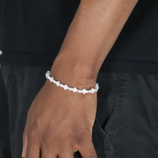 Honeycomb Moissanite Tennis Bracelet Rhodium Plated