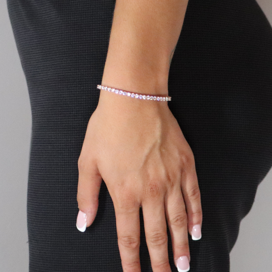 3mm Moissanite Tennis Bracelet Rose Gold Plated