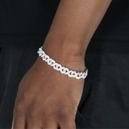 8mm Moissanite Infinity Link Bracelet Rhodium Plated