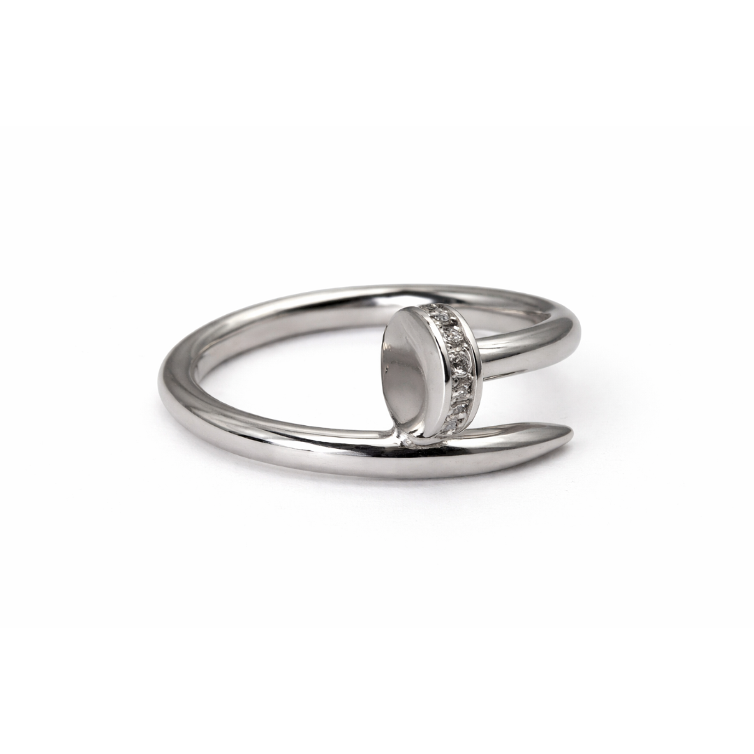 Silver Zircon Nail Ring
