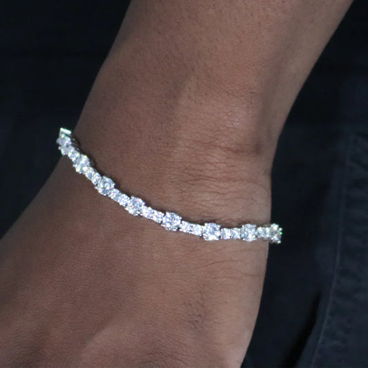 Double Stone Moissanite Tennis Bracelet Rhodium Plated