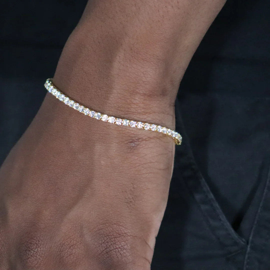 3mm Moissanite Tennis Bracelet Yellow Gold Plated