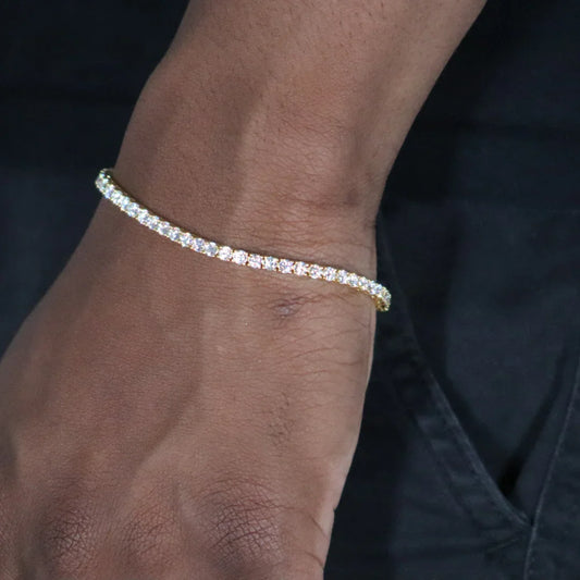 3mm Moissanite Tennis Bracelet Yellow Gold Plated
