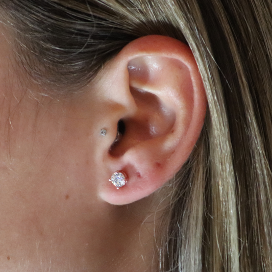 Round Cut Moissanite Earrings Rose Gold Plated
