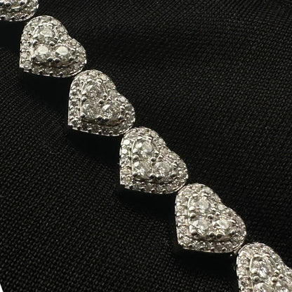 Heart Moissanite Tennis Bracelet Rhodium Plated