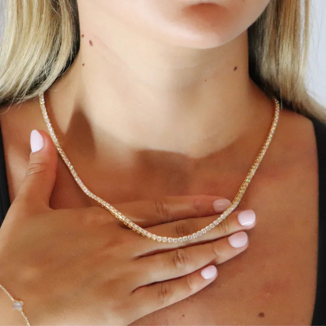 3mm Moissanite Tennis Chain Yellow Gold Plated