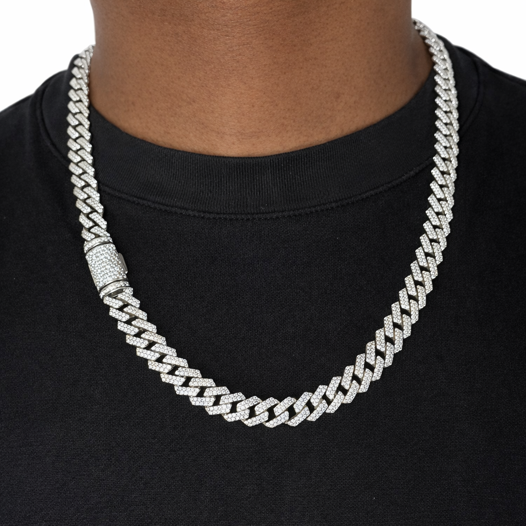 10mm Silver Moissanite Cuban Link Chain