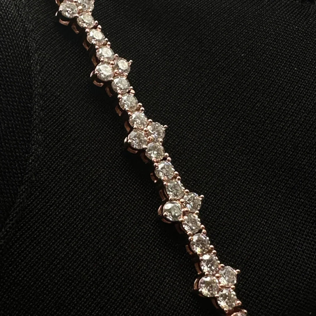 Honeycomb Moissanite Tennis Bracelet Rose Gold Plated