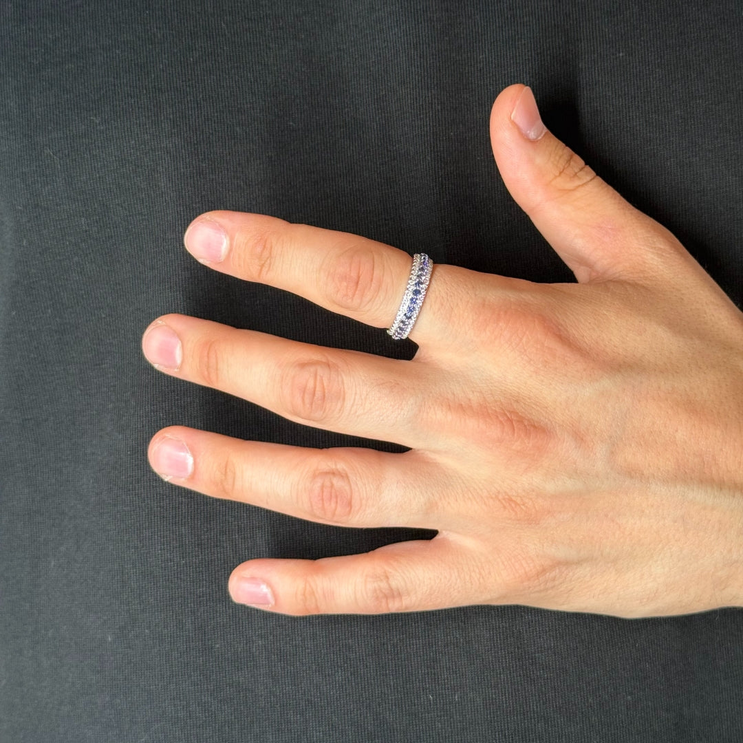 Eternity Blue Lab Sapphire Mens Ring