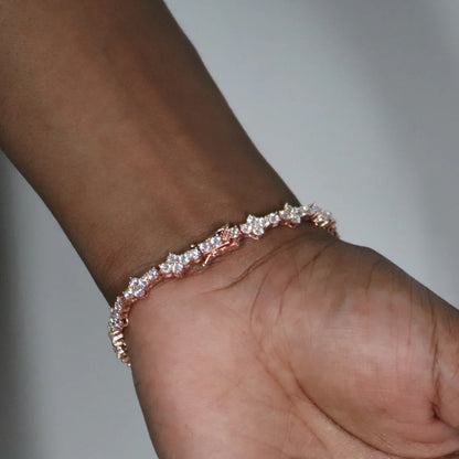 Honeycomb Moissanite Tennis Bracelet Rose Gold Plated