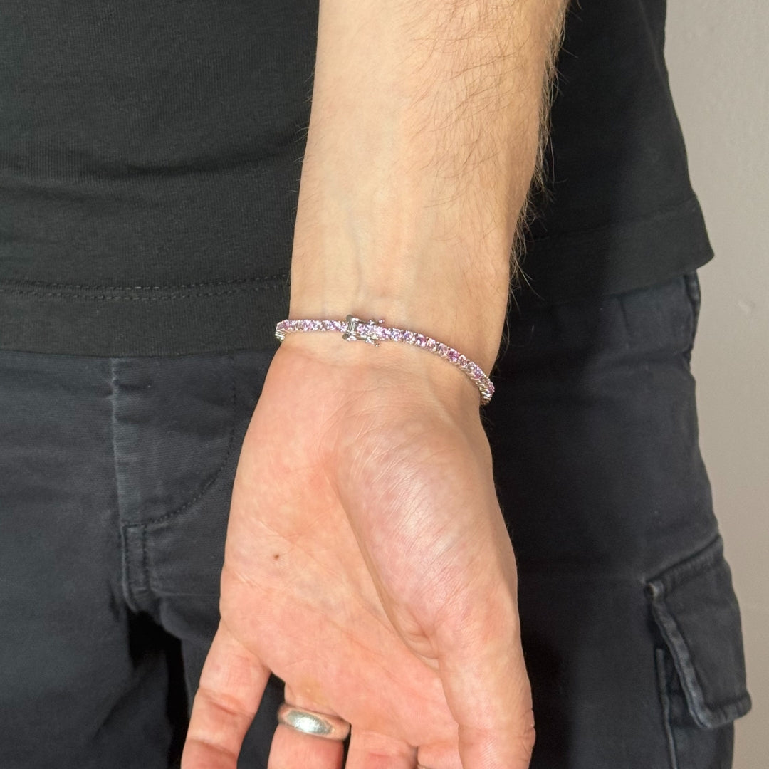 3mm Zircon Tennis Bracelet Pink Radiant